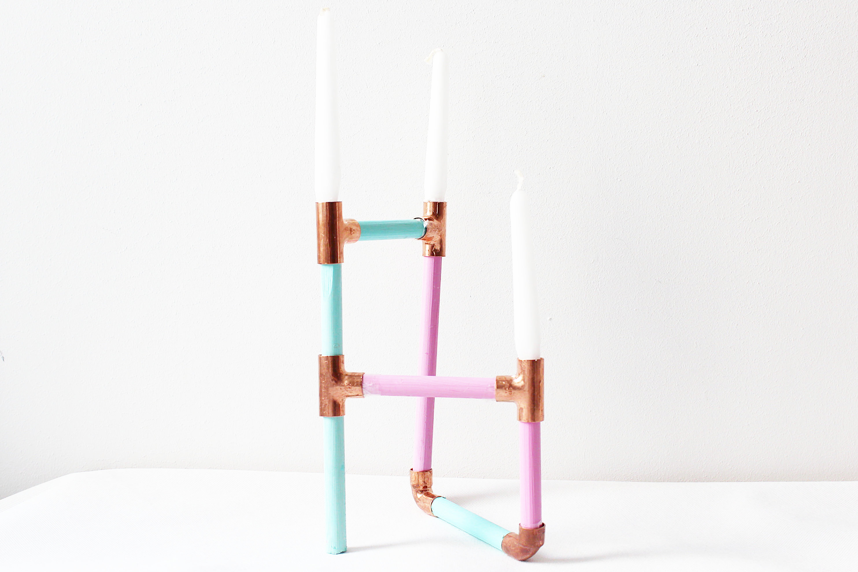 Kerzenständer selber machen aus kupfer und holz Kleiderstange diy holz