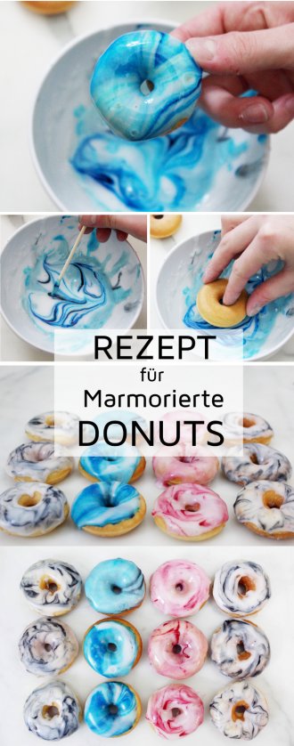 Mini Donuts backen mit Marmormuster: Einfaches Party Rezept