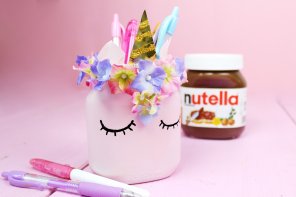 DIY Einhorn Stiftehalter aus leeren Nutella Gläsern selber machen – Coole DIY Upcycling Idee!